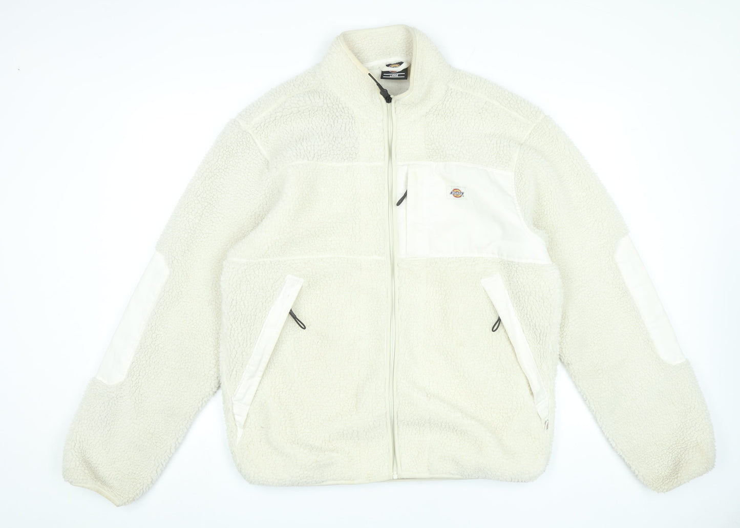 Dickies Women White Fleece Full Zip Jacket Size L Casual Outdoor