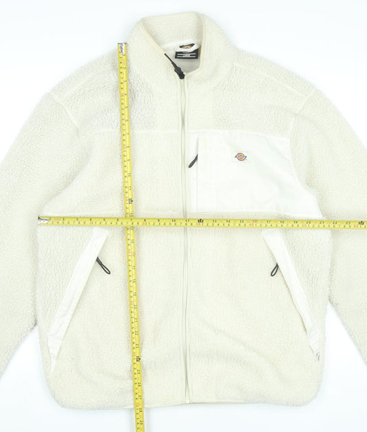 Dickies Women White Fleece Full Zip Jacket Size L Casual Outdoor