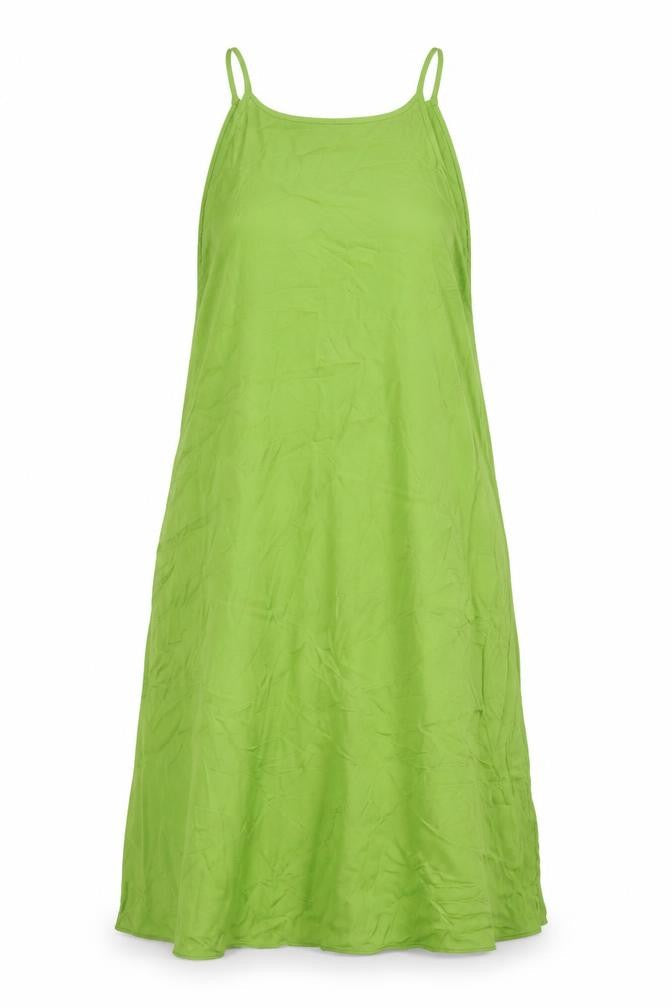 Zara Women Green L Viscose Midi Slip Dress Summer Halter Spaghetti Strap