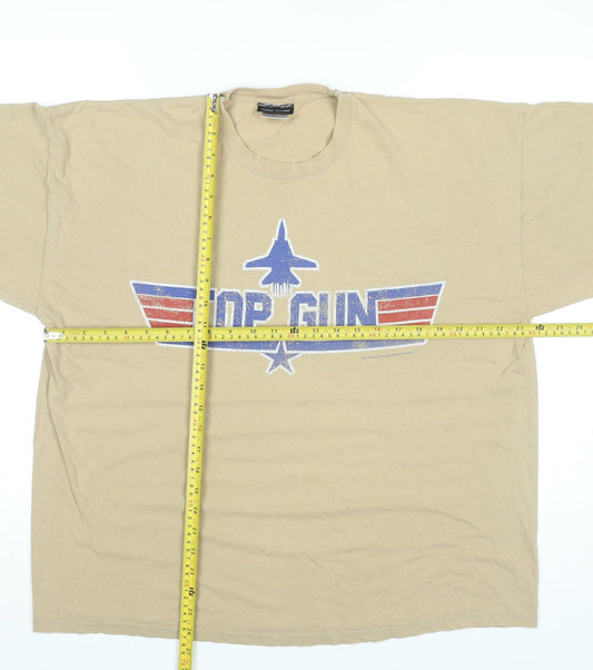 Top Gun Men’s Beige 2XL Movie Graphic T-Shirt Military Style