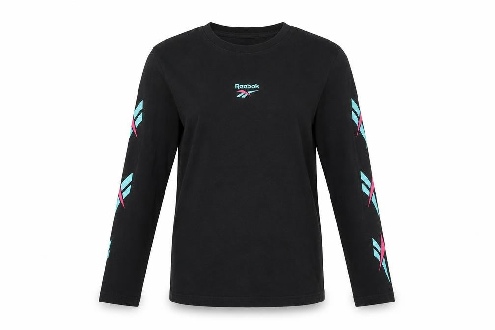 Womens UK Size XS Reebok Black 100% Cotton Blend T-Shirt