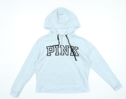 Victoria's Secret PINK Womens White XS Pullover Hoodie Logo Cotton Blend