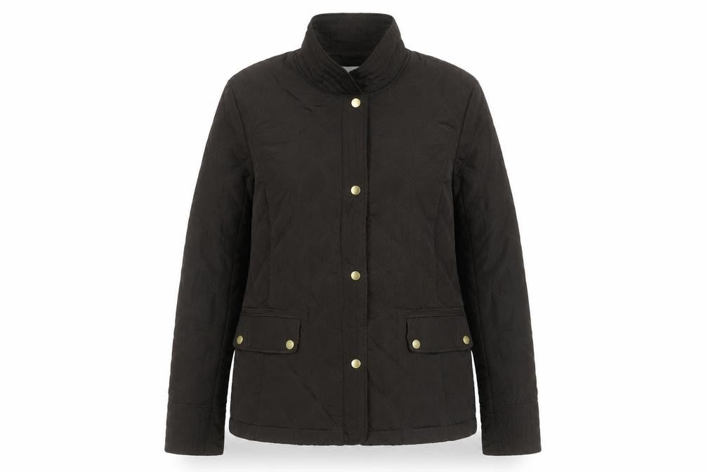 Talbots Women Brown Quilted Jacket Size L Mid-Length Casual