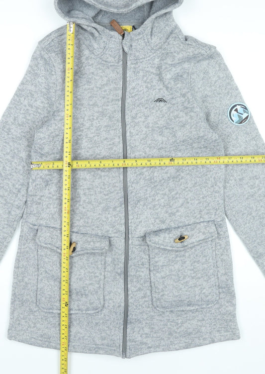 Möberg Womens Grey Mid-Length Hooded Zip Jacket Size M