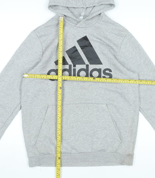Adidas Men’s Grey Pullover Hoodie M Logo Graphic Sportswear