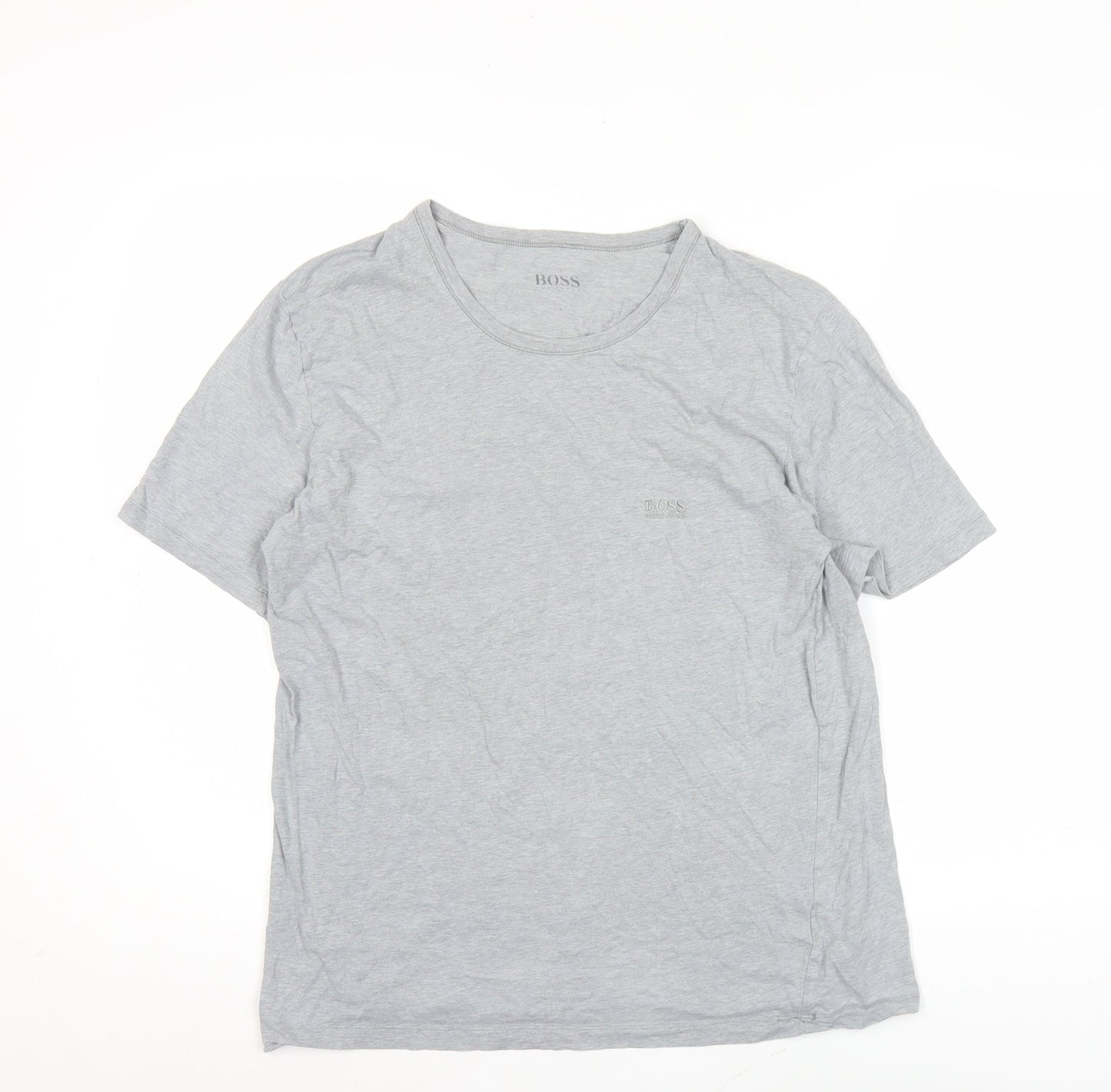 BOSS Men's Grey Cotton Crew Neck Short Sleeve T-Shirt Size L