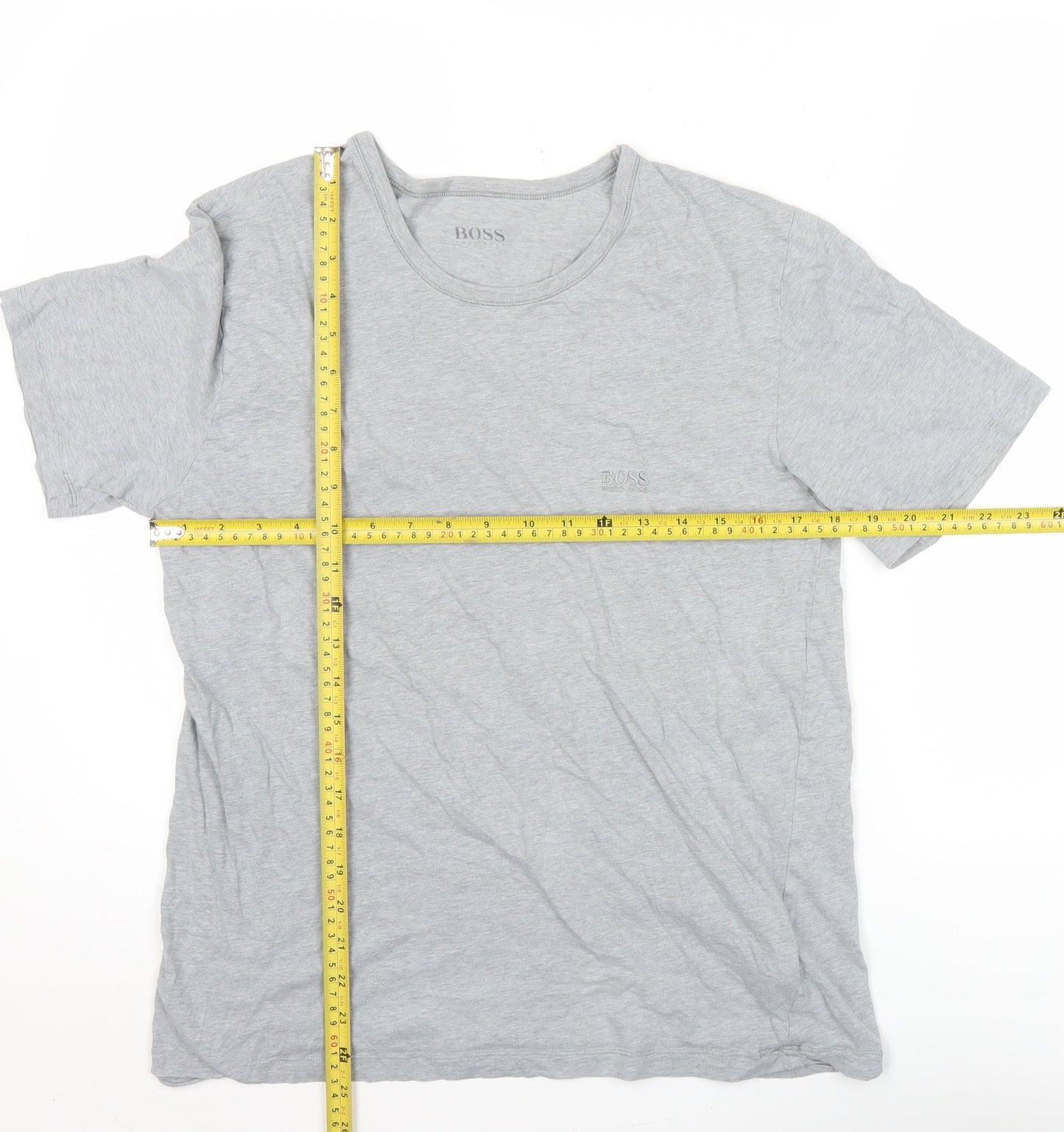 BOSS Men's Grey Cotton Crew Neck Short Sleeve T-Shirt Size L