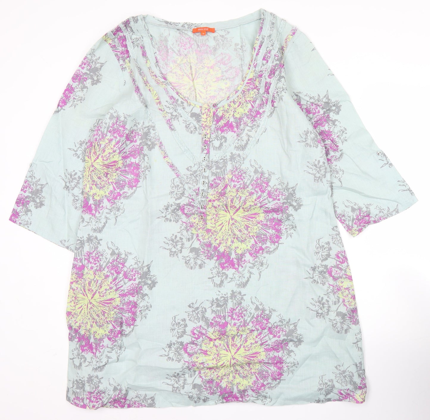 White Stuff Women’s Multicoloured Floral Linen Shift Dress Size 16