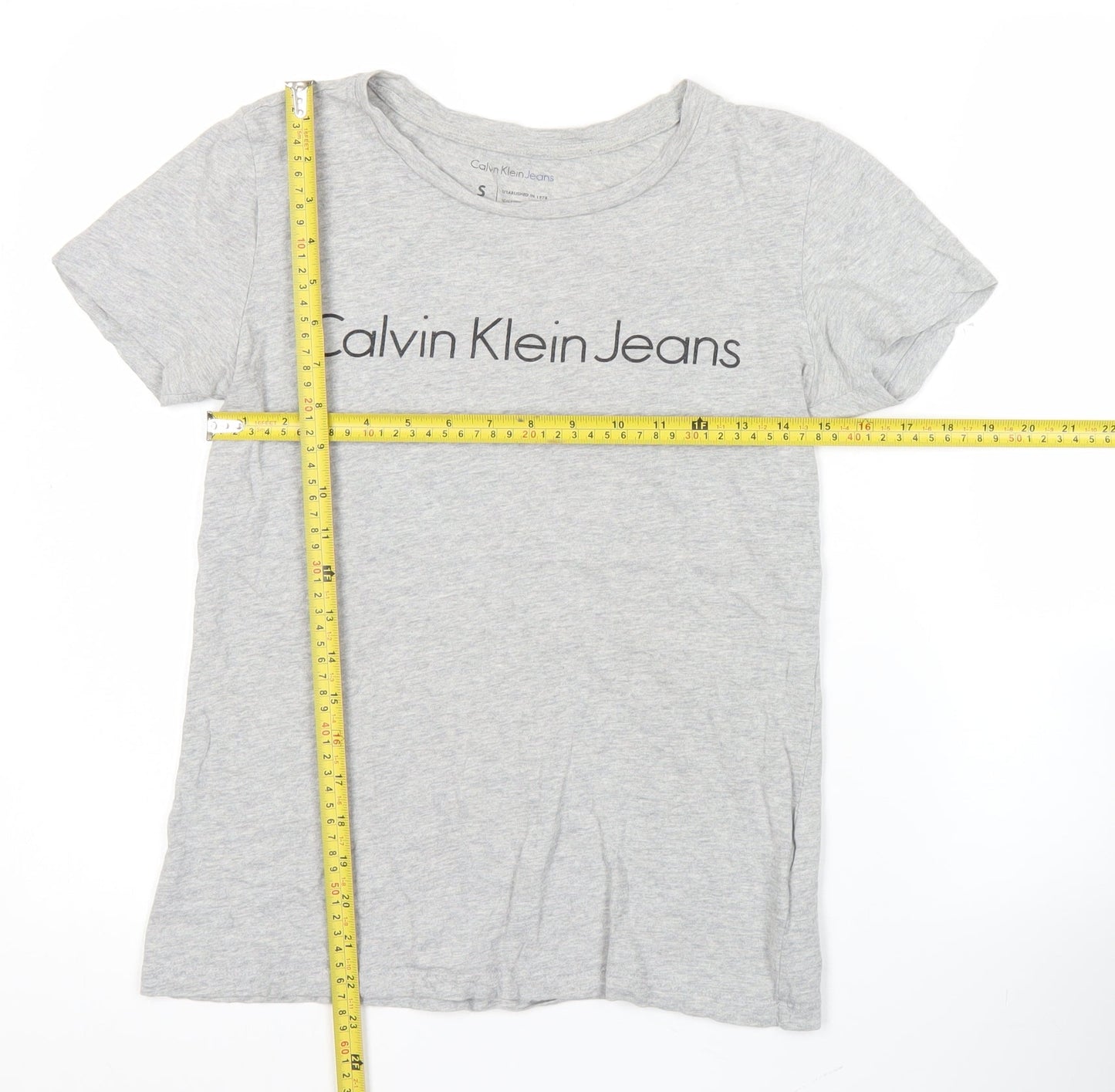 Calvin Klein Jeans Women’s Grey Cotton T-Shirt Size S Casual