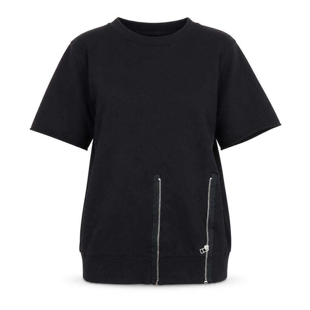 Cheap Monday Womens Black Small Zip Detail T-Shirt Short Sleeve