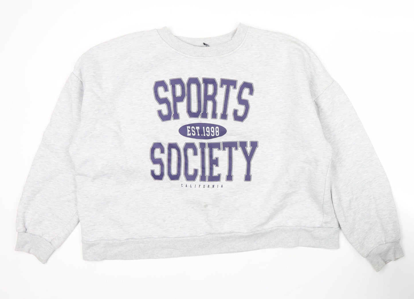 ASOS Womens Grey Graphic Logo Sports Sweatshirt Size 18 Pullover Crew Neck