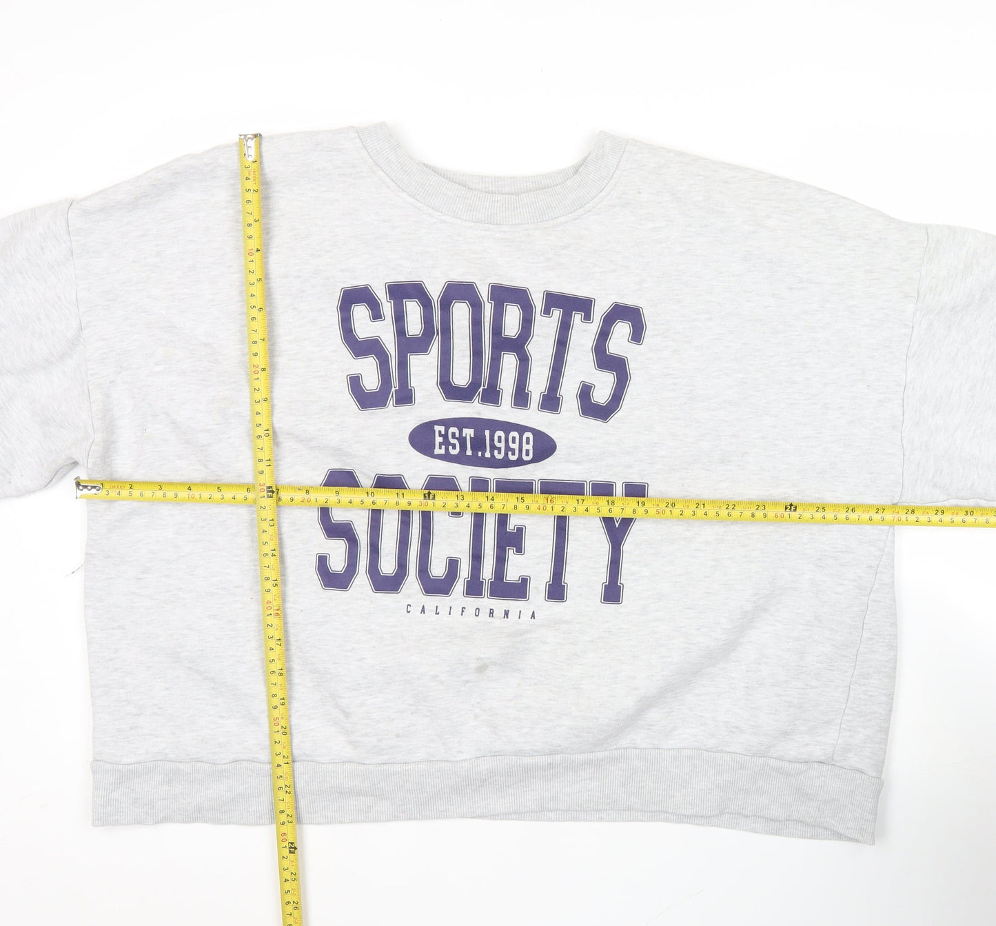ASOS Womens Grey Graphic Logo Sports Sweatshirt Size 18 Pullover Crew Neck