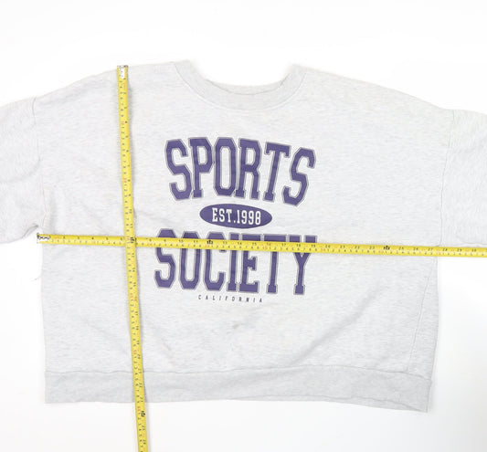 ASOS Womens Grey Graphic Logo Sports Sweatshirt Size 18 Pullover Crew Neck
