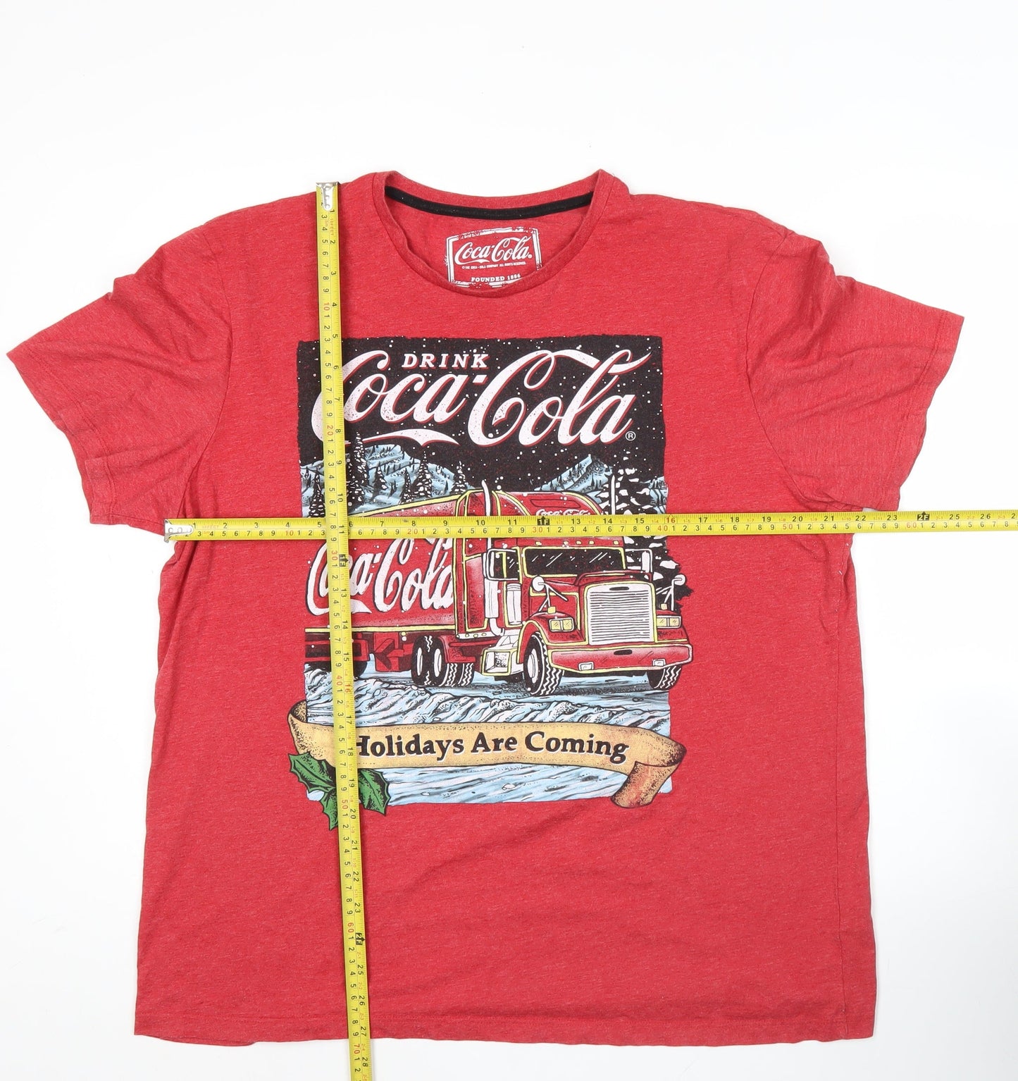 Coca-Cola Men's Red Christmas Holiday Graphic T-Shirt XL
