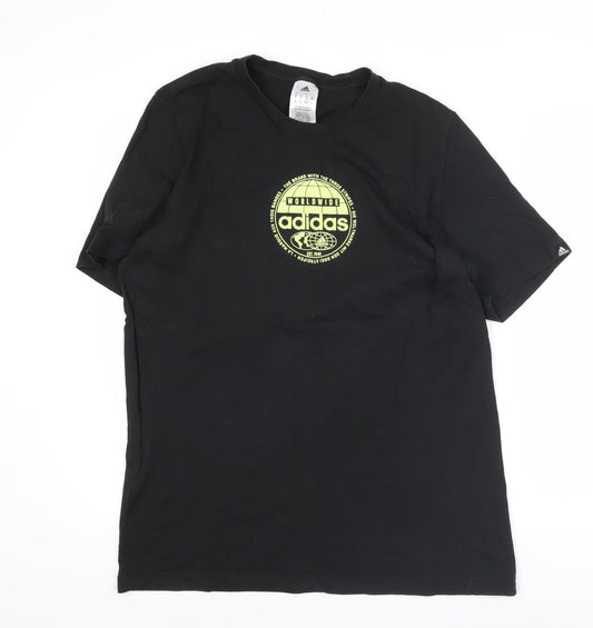 Adidas Mens Black Medium Graphic Logo Sports T-Shirt