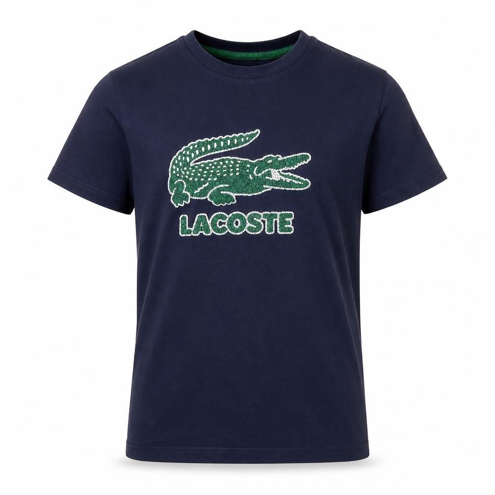 Lacoste Boys Navy Blue T-Shirt Age 14 Years Logo Embroidered Short Sleeve