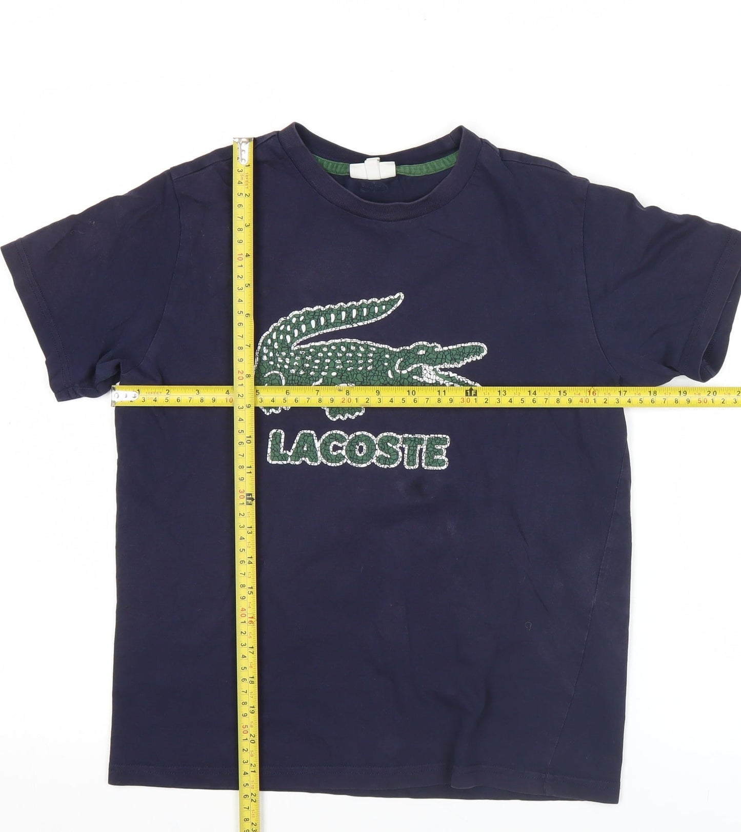Lacoste Boys Navy Blue T-Shirt Age 14 Years Logo Embroidered Short Sleeve
