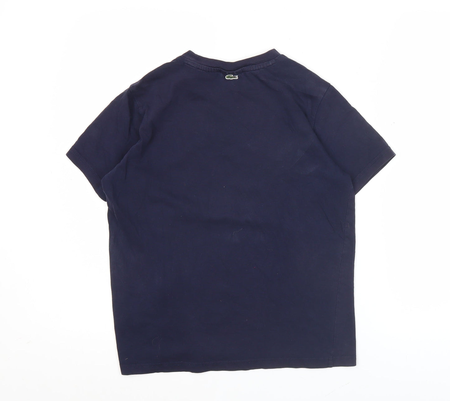 Lacoste Boys Navy Blue T-Shirt Age 14 Years Logo Embroidered Short Sleeve
