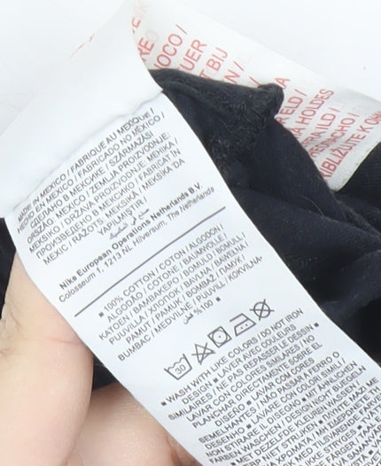 Nike Boys Black Graphic Logo T-Shirt Small Retro Sportswear