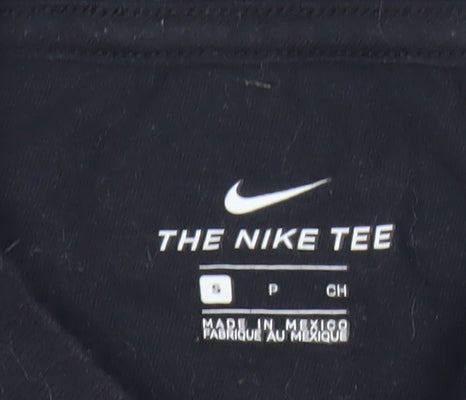 Nike Boys Black Graphic Logo T-Shirt Small Retro Sportswear