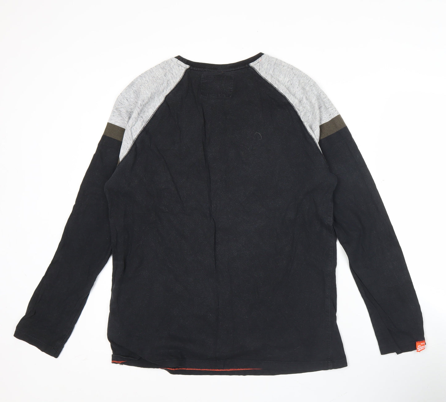 Superdry Men’s Black 2XL Long Sleeve Crew Neck Cotton Top