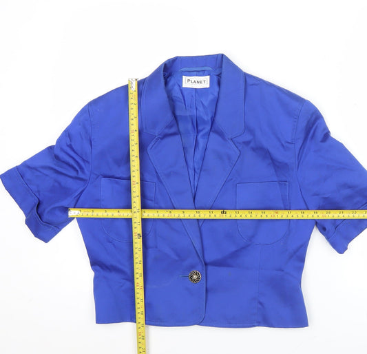 Planet Women Blue Size 10 Cropped Cotton Blazer Jacket