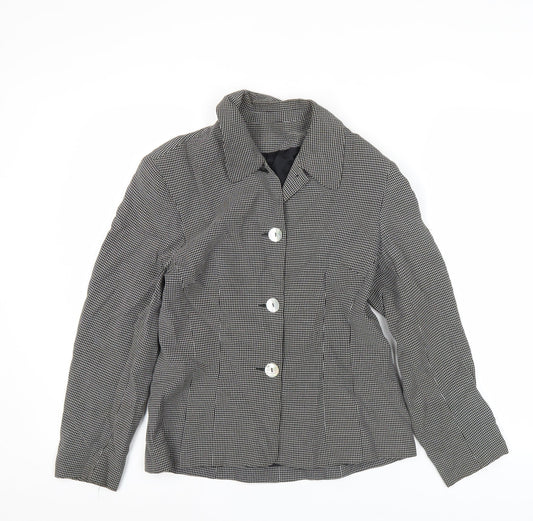 Richards Womens Black Petites Size 8 Checked Three-Button Suit Jacket