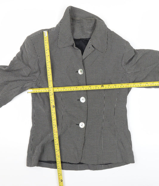 Richards Womens Black Petites Size 8 Checked Three-Button Suit Jacket