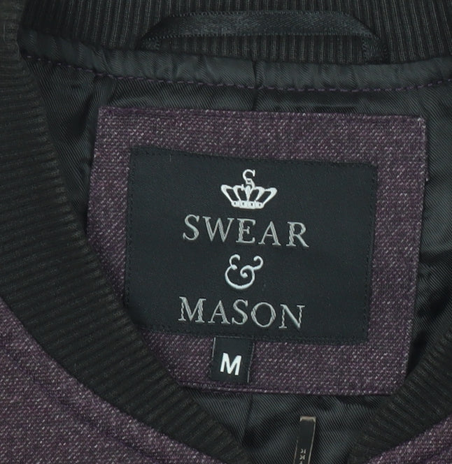 Swear & Mason Men's Purple Bomber Jacket Size M Full Zip Casual