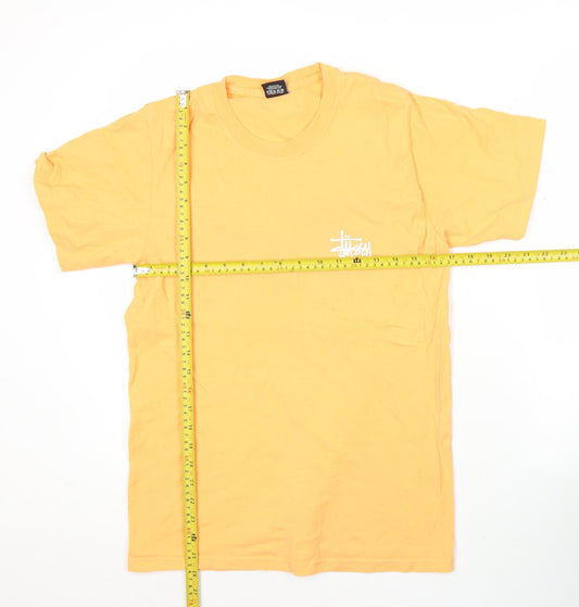 Stussy Men’s Yellow XL Graphic Logo Short Sleeve Cotton T-Shirt