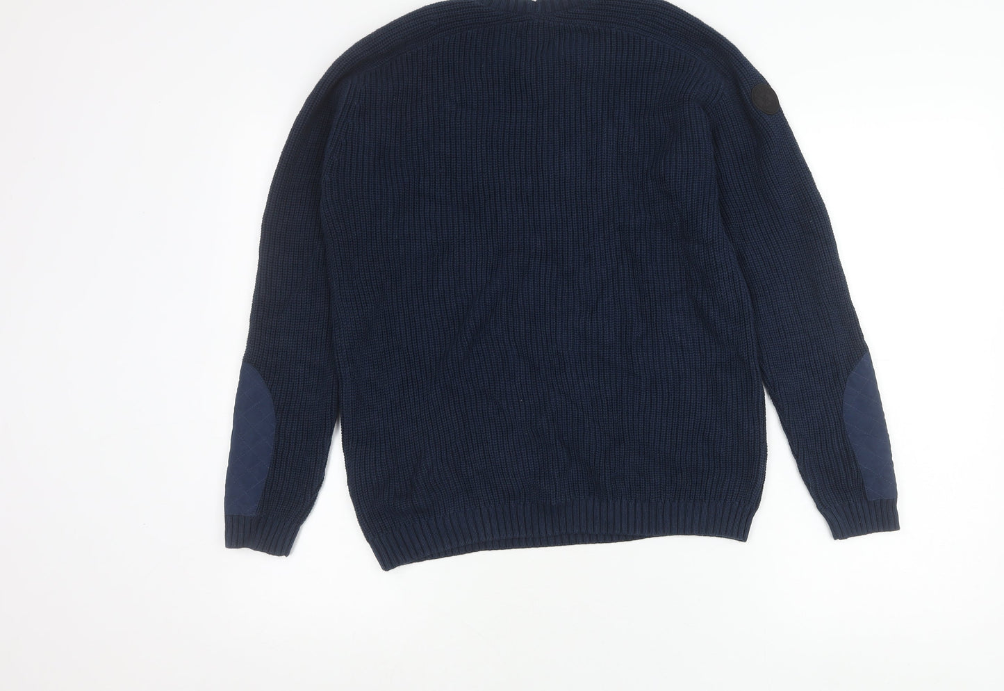 Firetrap Boys Blue 13 Years Crew Neck Pullover Jumper with Elbow Patches