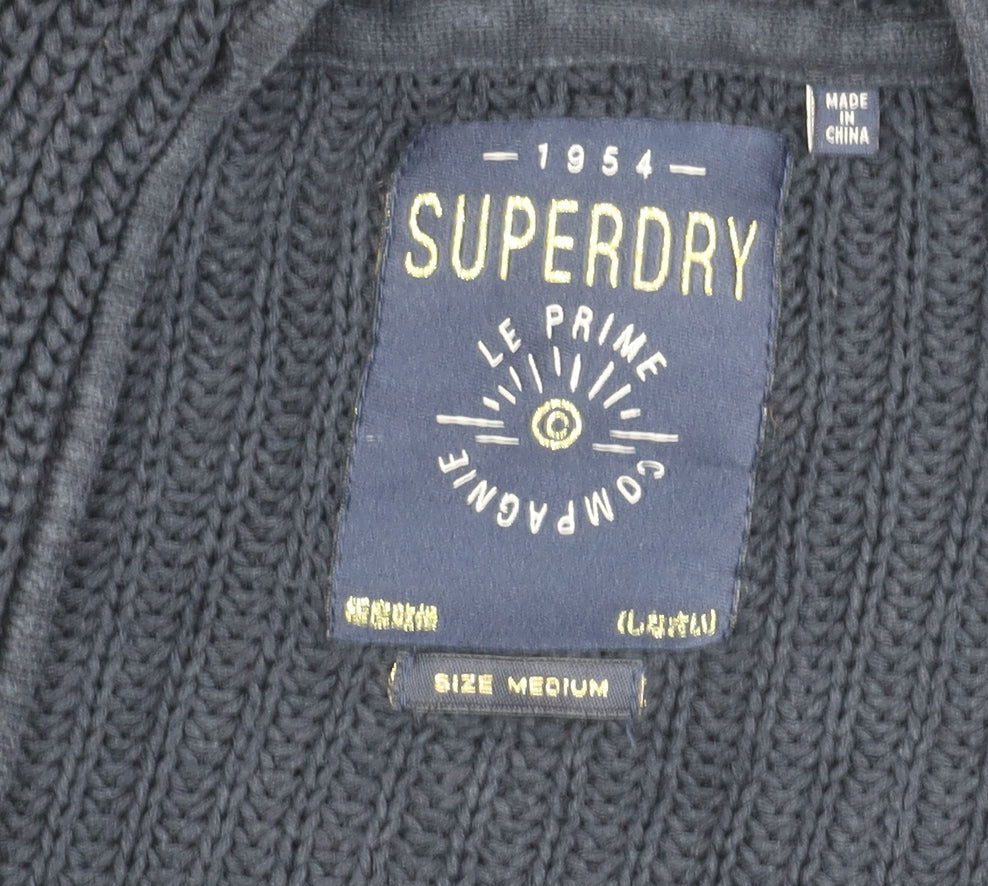 Superdry Women’s Blue Chunky Knit Cotton Cardigan Size M
