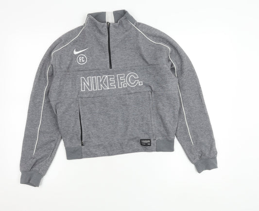 Nike Boys Grey XS Dri-Fit Half Zip Sweatshirt Football Training Top