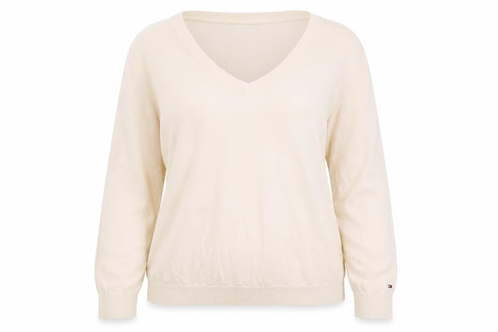 Womens UK XL Regular Tommy Hilfiger Beige Pullover Tight-Knit