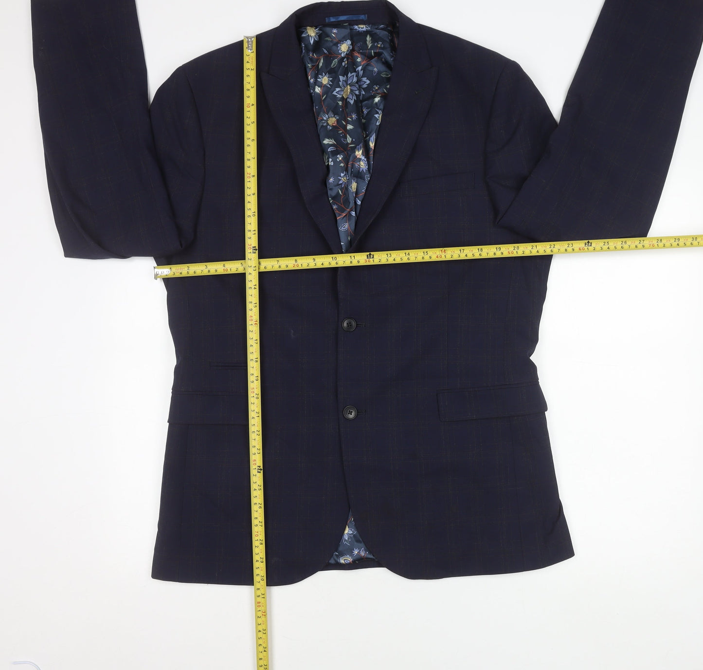 Next Men's Blue Check Slim Fit Blazer Jacket 44L