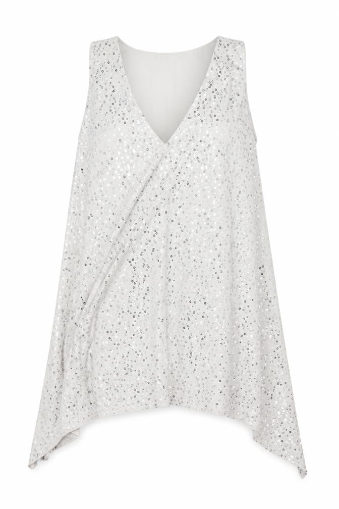 Isabella Oliver Womens Silver Sequin Tunic Tank Top Size 4 Party