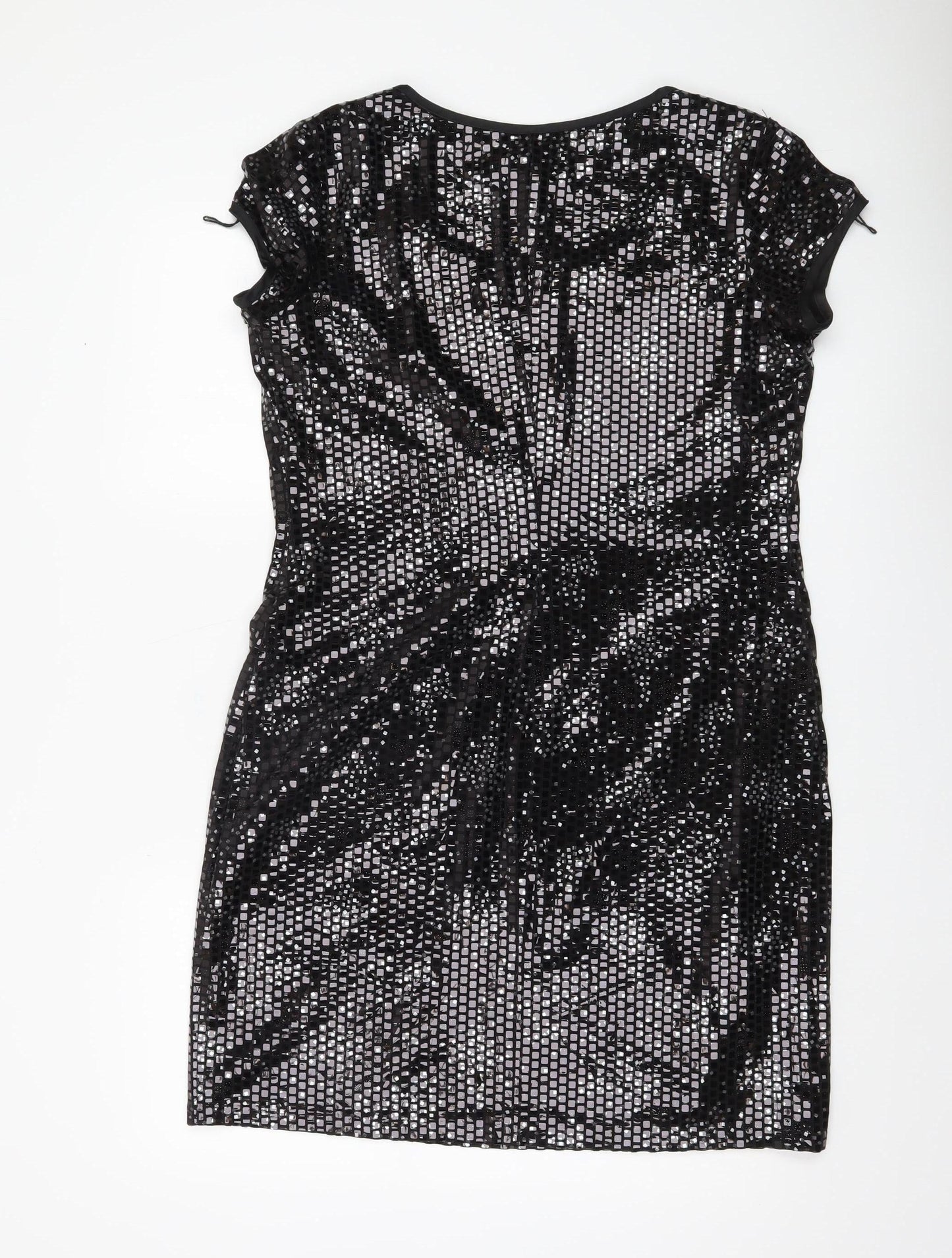 Ronni Nicole Women Black Sequin Sheath Party Dress Size 12