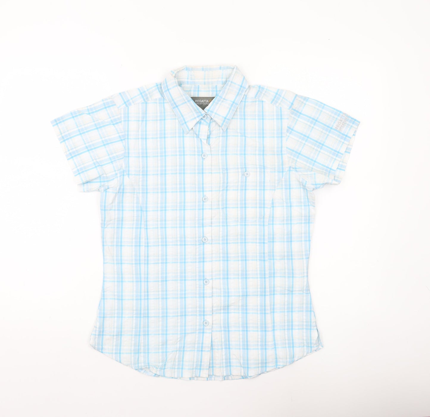 Regatta Women’s Blue Check Short Sleeve Button-Up Shirt Size 12