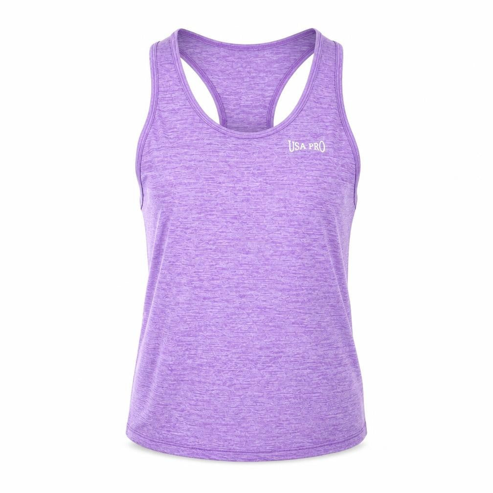 Front view of USA Pro girls’ purple tank top 10 years activewear sports vest