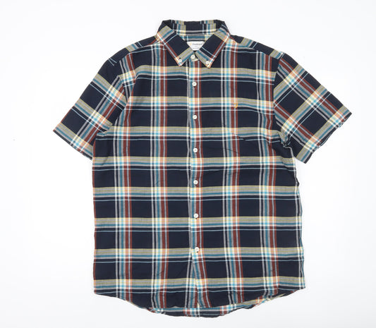 Farah Men's Multicoloured Plaid Short Sleeve Button-Up Shirt L