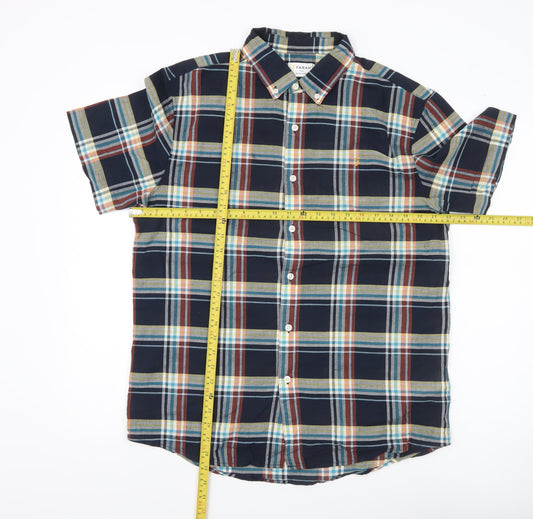 Farah Men's Multicoloured Plaid Short Sleeve Button-Up Shirt L