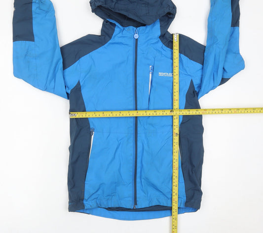 Regatta Boys Blue Waterproof Hooded Rain Coat Jacket 9-10 Years