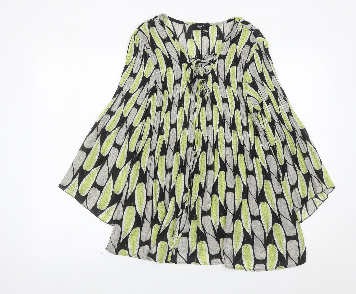 Klass Women’s Multicoloured Leaf Print Tunic Blouse Size 12