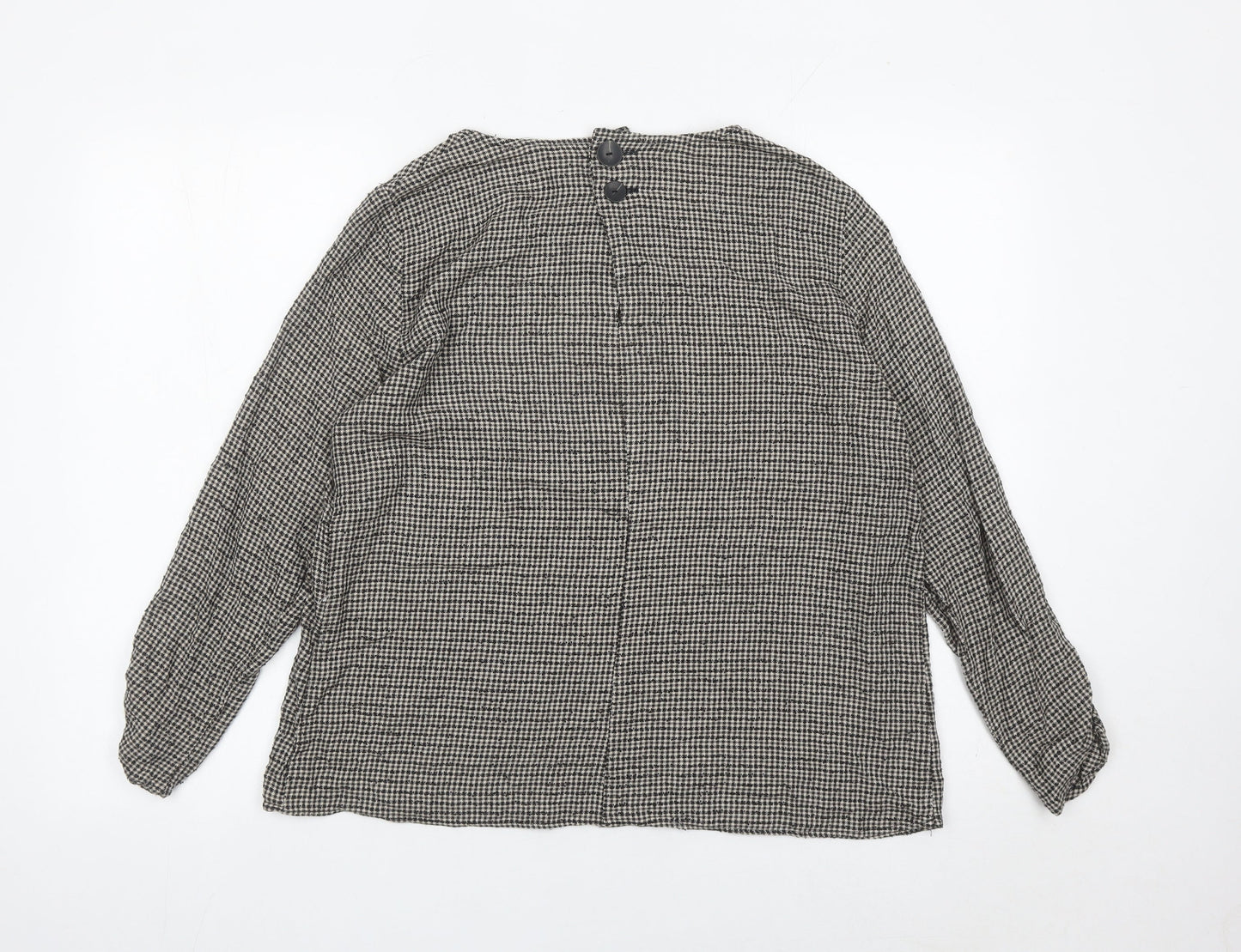 MNG Women’s Black Checked Cotton Tunic Blouse Size 12