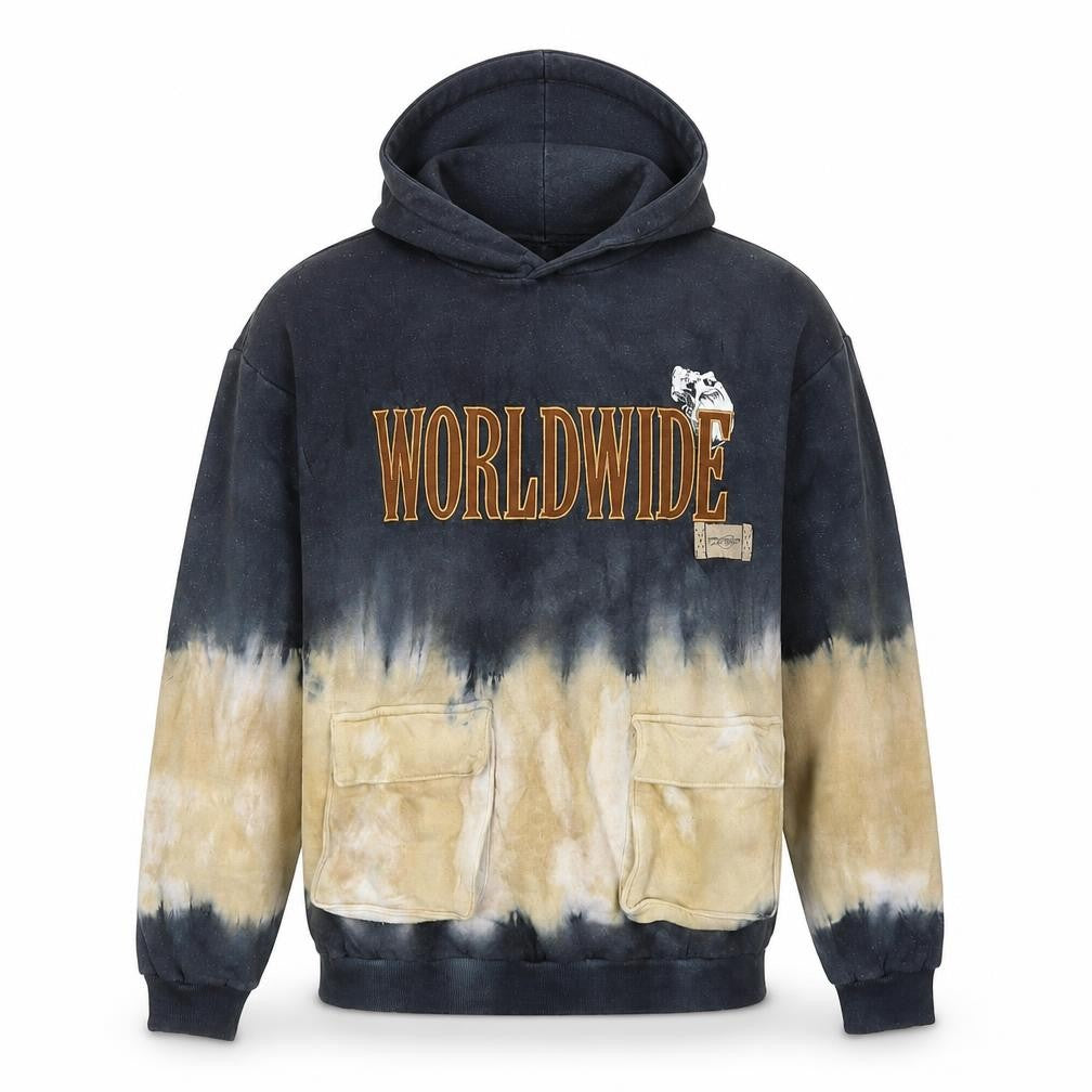 Front view of boohooMAN Men’s Multicoloured Tie Dye Pullover Hoodie S
