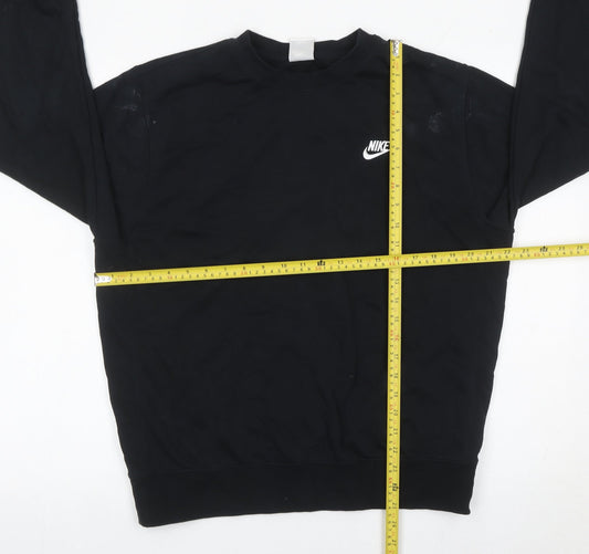 Nike Mens Black L Pullover Sweatshirt Crew Neck Logo Cotton Blend