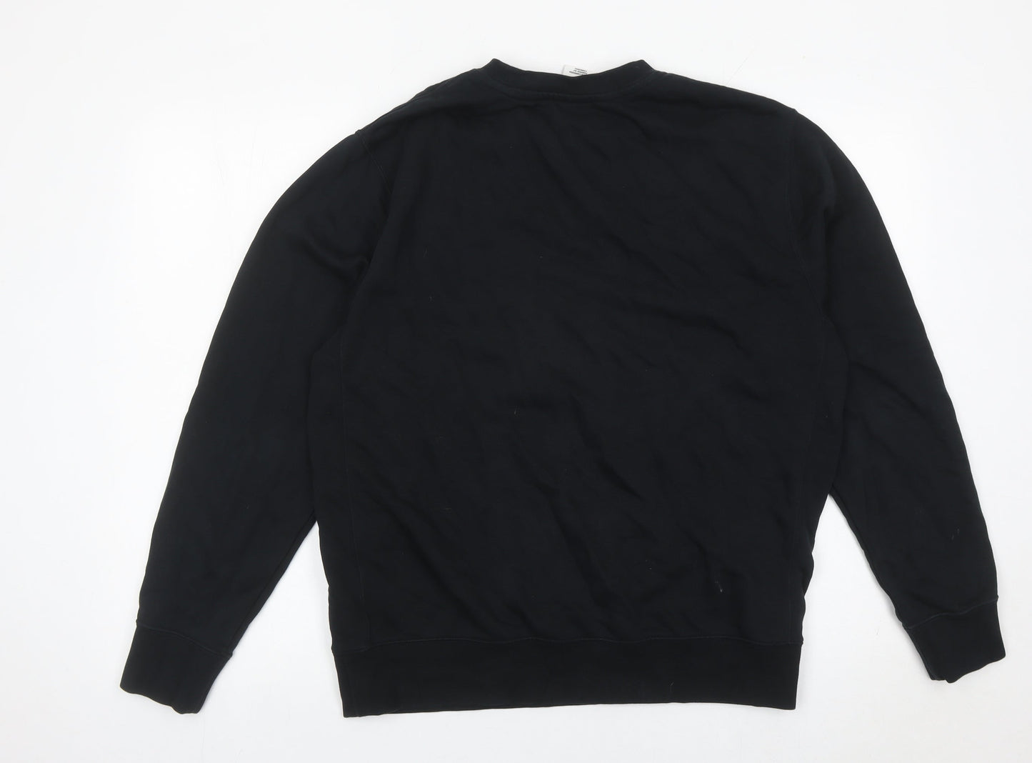 Nike Mens Black L Pullover Sweatshirt Crew Neck Logo Cotton Blend