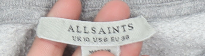 AllSaints Womens Grey Crew Neck Graphic Sweatshirt UK 10