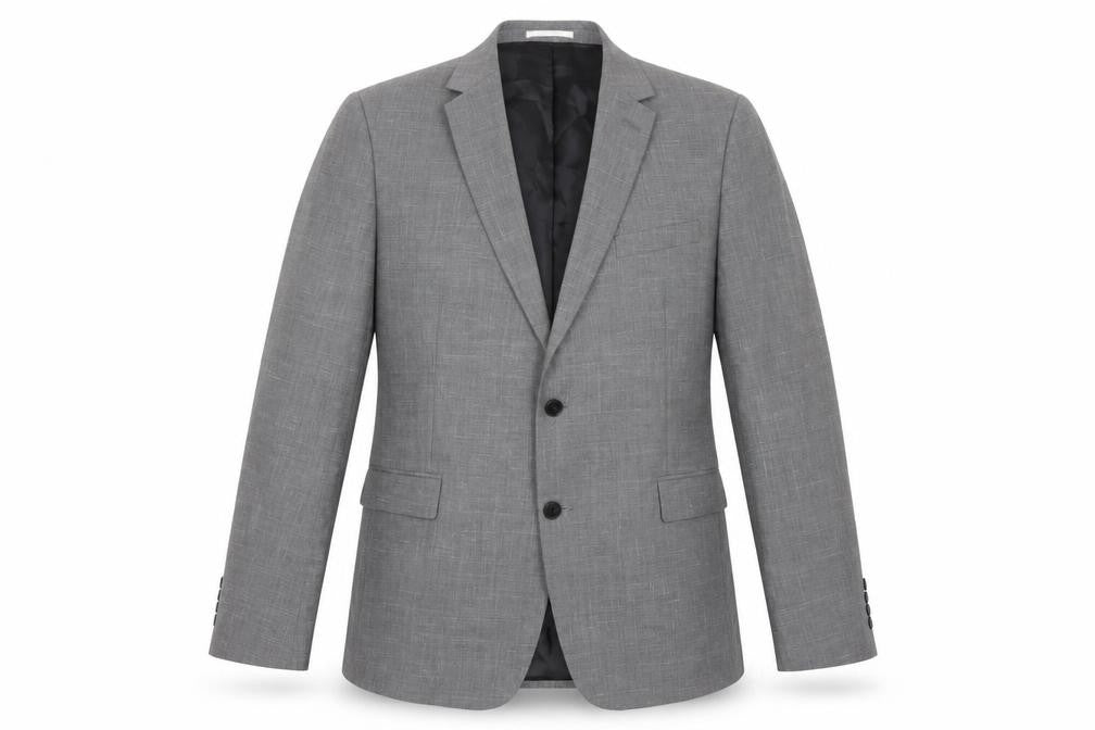 Front view of Kin Men’s Grey Wool Blend 44R Blazer Jacket Two Button Notch Lapel