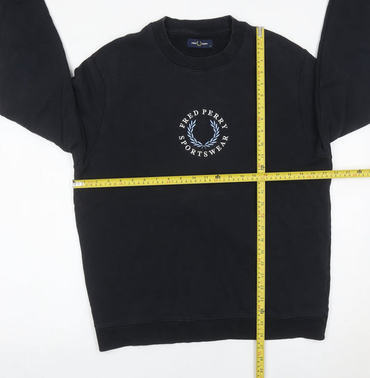 Fred Perry Men’s Black Cotton Sportswear Sweatshirt Size M Pullover
